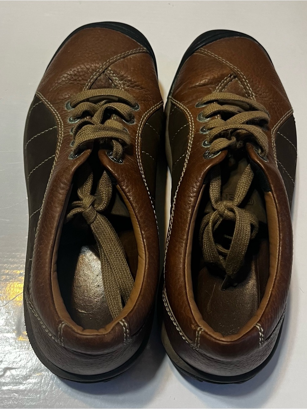 Keen Womens Work Shoes Size 8 Mixed Media Hard Rubber Safety Toe Brown Black